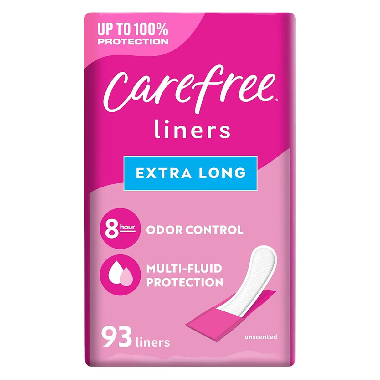 Carefree Acti-Fresh Extra Long Panty Liners - 93 Ct - 6 Pack