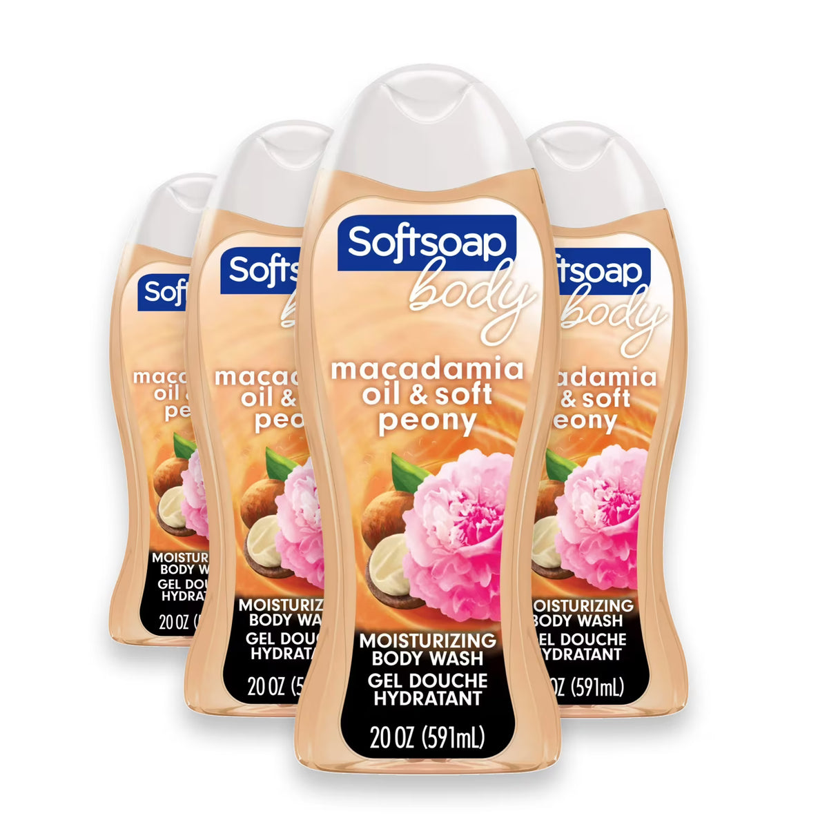 Softsoap - Moisturizing Body Wash, Luminous Oils Macadamia Oil & Peony - 20 Oz - 4 Pack