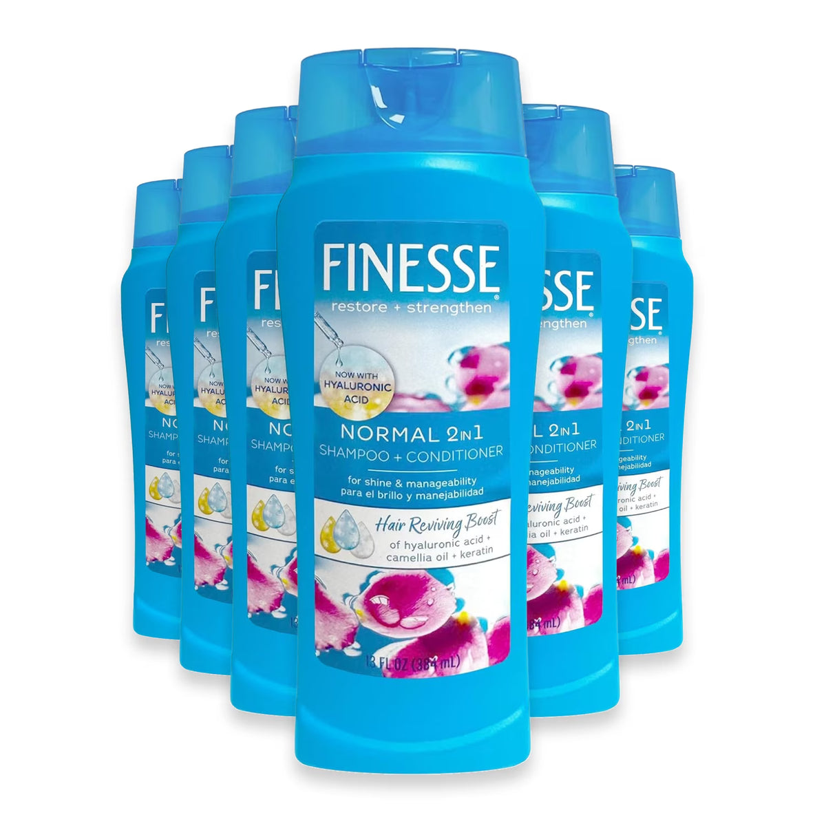 Finesse - Self Adjusting 2 in 1 Texture Enhancing Shampoo and Unisex Conditioner - 13 Oz - 6 Pack