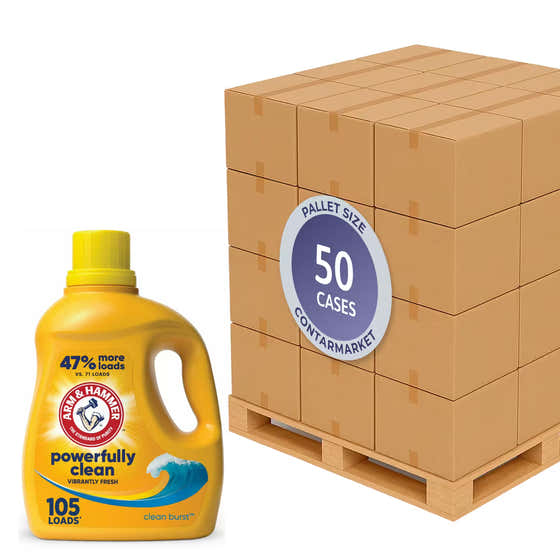 Arm &amp; Hammer Clean Burst Liquid Laundry Detergent – 105 fl oz – 4 Pack - 50 cases pallet | Arm &amp; Hammer - Arm &amp...