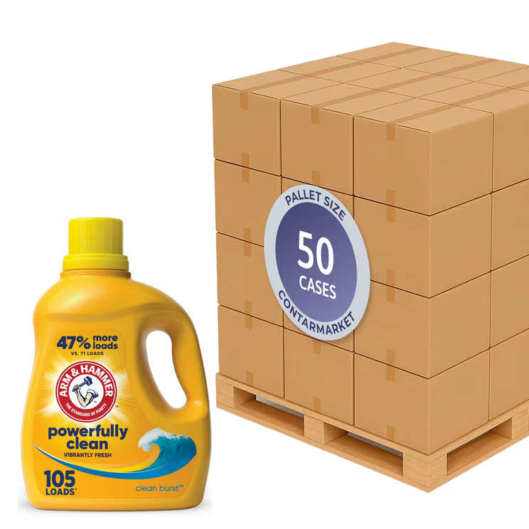Arm &amp; Hammer Clean Burst Liquid Laundry Detergent – 105 fl oz – 4 Pack - 50 cases pallet | Arm &amp; Hammer - Pallets
