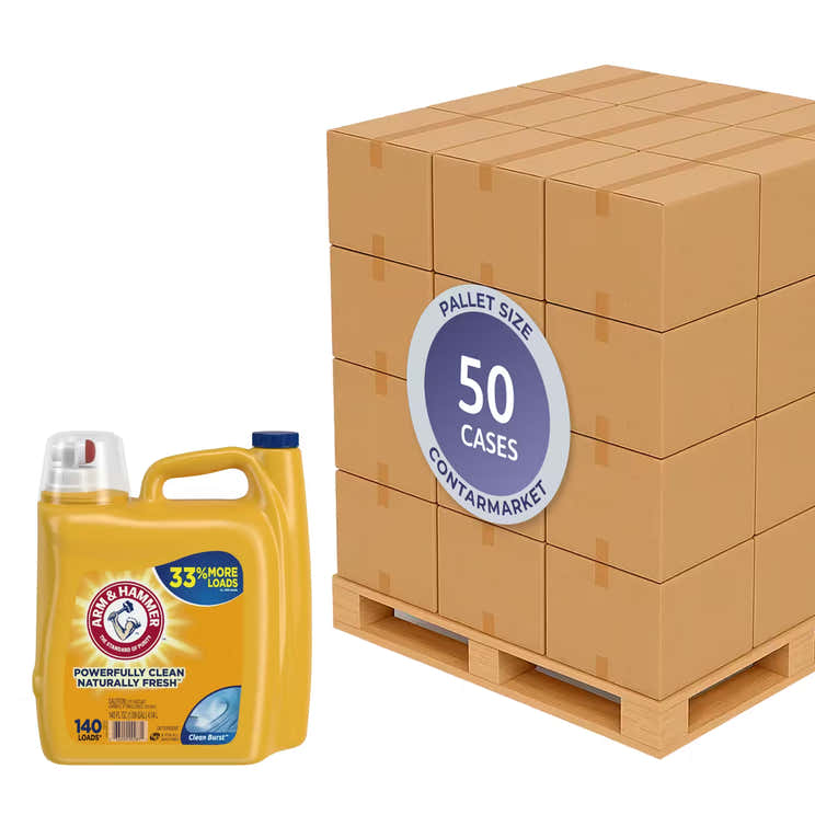 Arm &amp; Hammer Clean Burst Liquid Laundry Detergent – 140 fl oz – 2 Pack - 50 cases pallet | Arm &amp; Hammer - Pallets