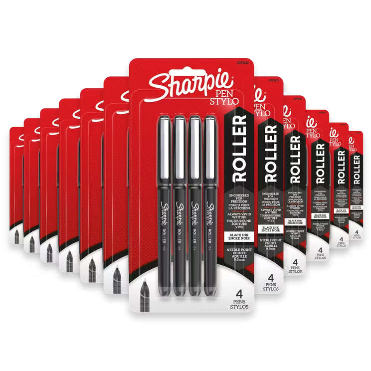 Sharpie Roller Retractable Rollerball Pens, Black - 4 Ct - 36 Pack | Sharpie - Pre Order