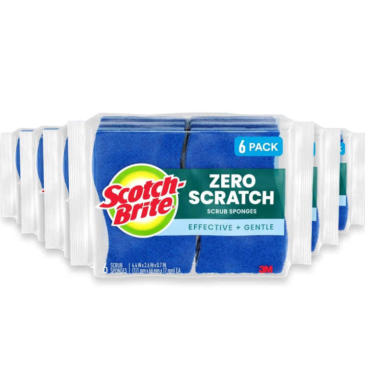 Scotch-Brite Zero Scratch Scrub Sponges, 6ct - 6 Pack | 3M - Pre Order