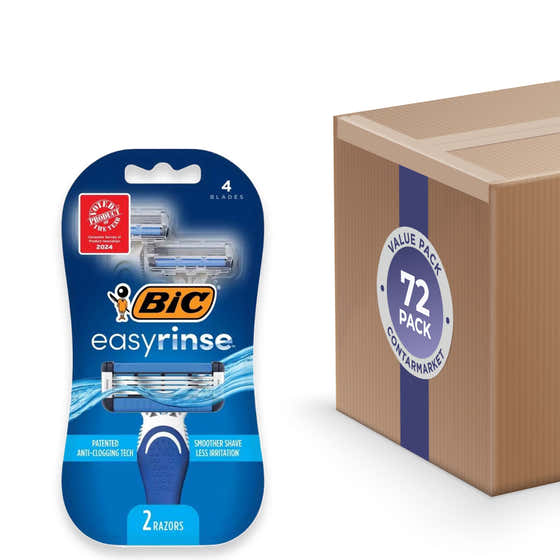 BIC -  EasyRinse Anti-Clogging Men s Disposable Razors 4 Blades, 2 Count - 72 Pack | Bic - Member Deals