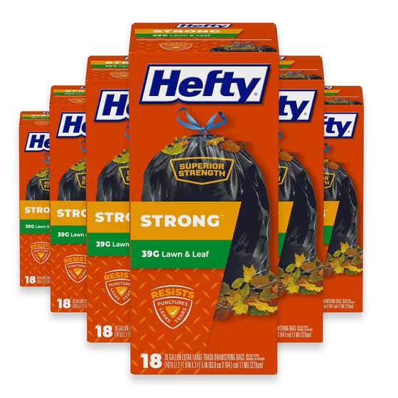 Hefty Cinch Sak Lawn &amp; Leaf Trash Bags 39 Gallon – 18 Count – 6 Pack | Hefty - Household - Wholesale