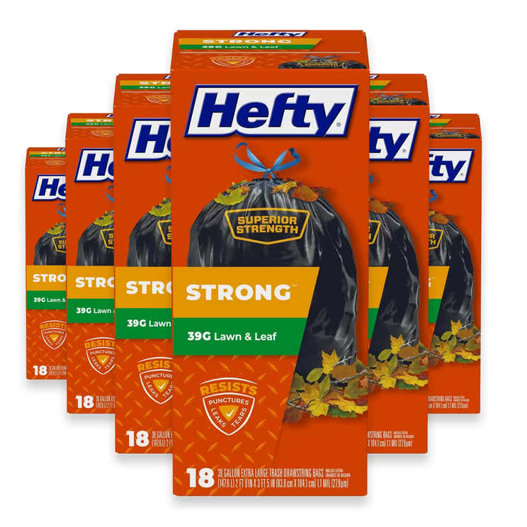 Hefty Cinch Sak Lawn &amp; Leaf Trash Bags 39 Gallon – 18 Count – 6 Pack | Hefty - Pre Order