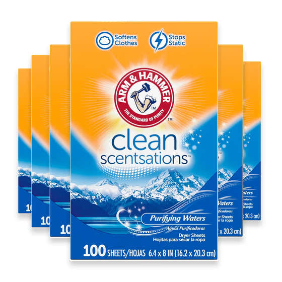Arm &amp; Hammer Dryer Sheets, Pure Waters Scent, 100 Count - 6 Pack | Arm &amp; Hammer - Arm &amp; Hammer