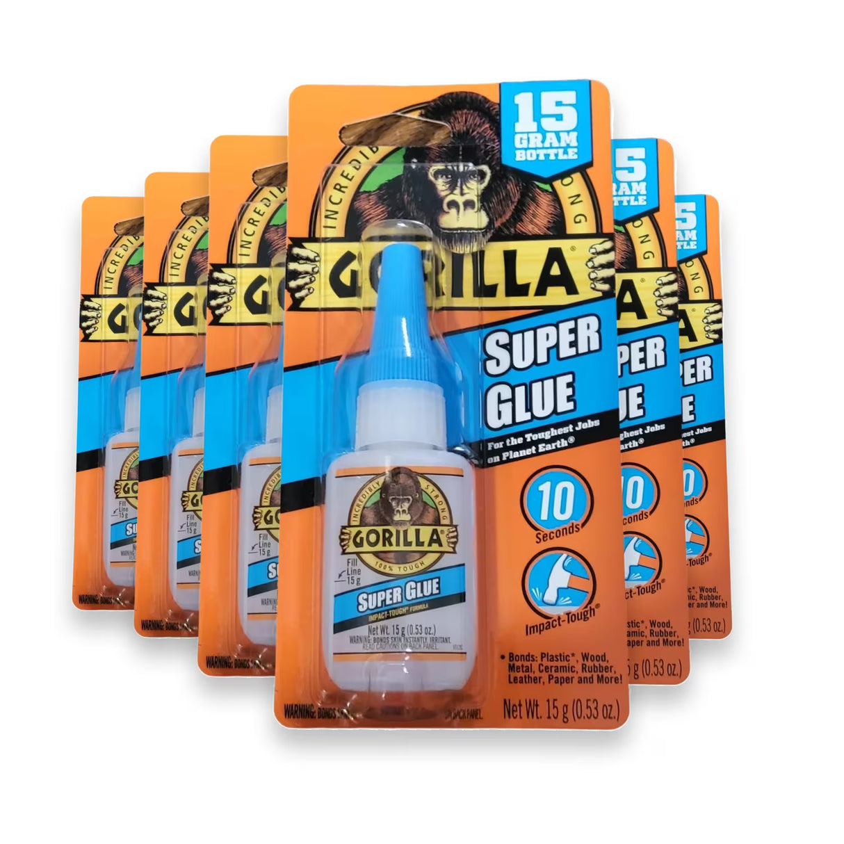 Gorilla - Super Glue, Dries Clear, White, Art & Stationery Adhesive - 0.53 Oz - 6 Pack