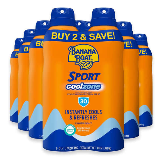 Banana Boat Sport Cool Zone Continuous Sunscreen Spray SPF 30 - 2 Ct - 6 Pack | Banana Boat - Sunscreen Wholesale