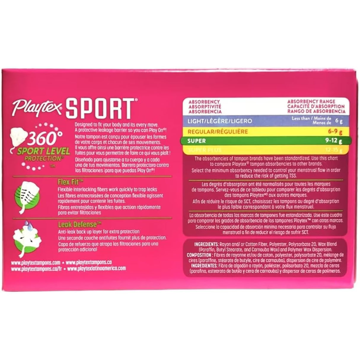 Playtex Sport Tampons Super Absorbency – 8 Count – 48 Pack