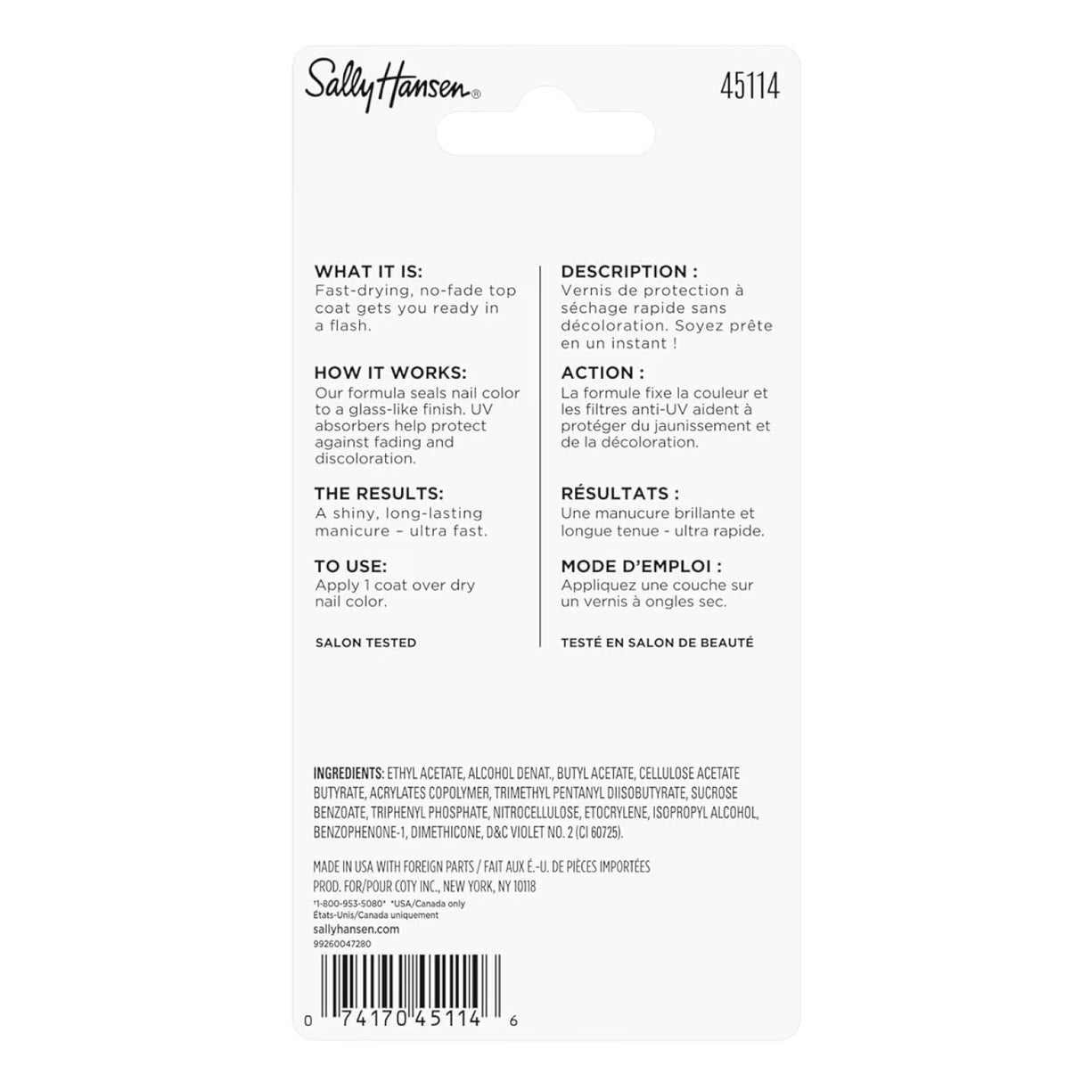 Sally Hansen Dries Instantly Top Coat - 0.45oz - 48 Pack