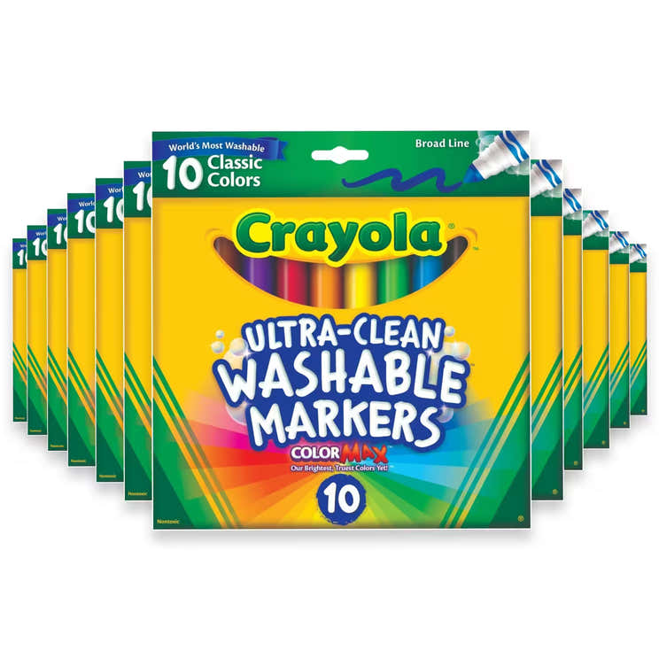Crayola Ultra-Clean Washable Broad Line Markers - 10 Ct - 24 Pack | Crayola - Wholesale
