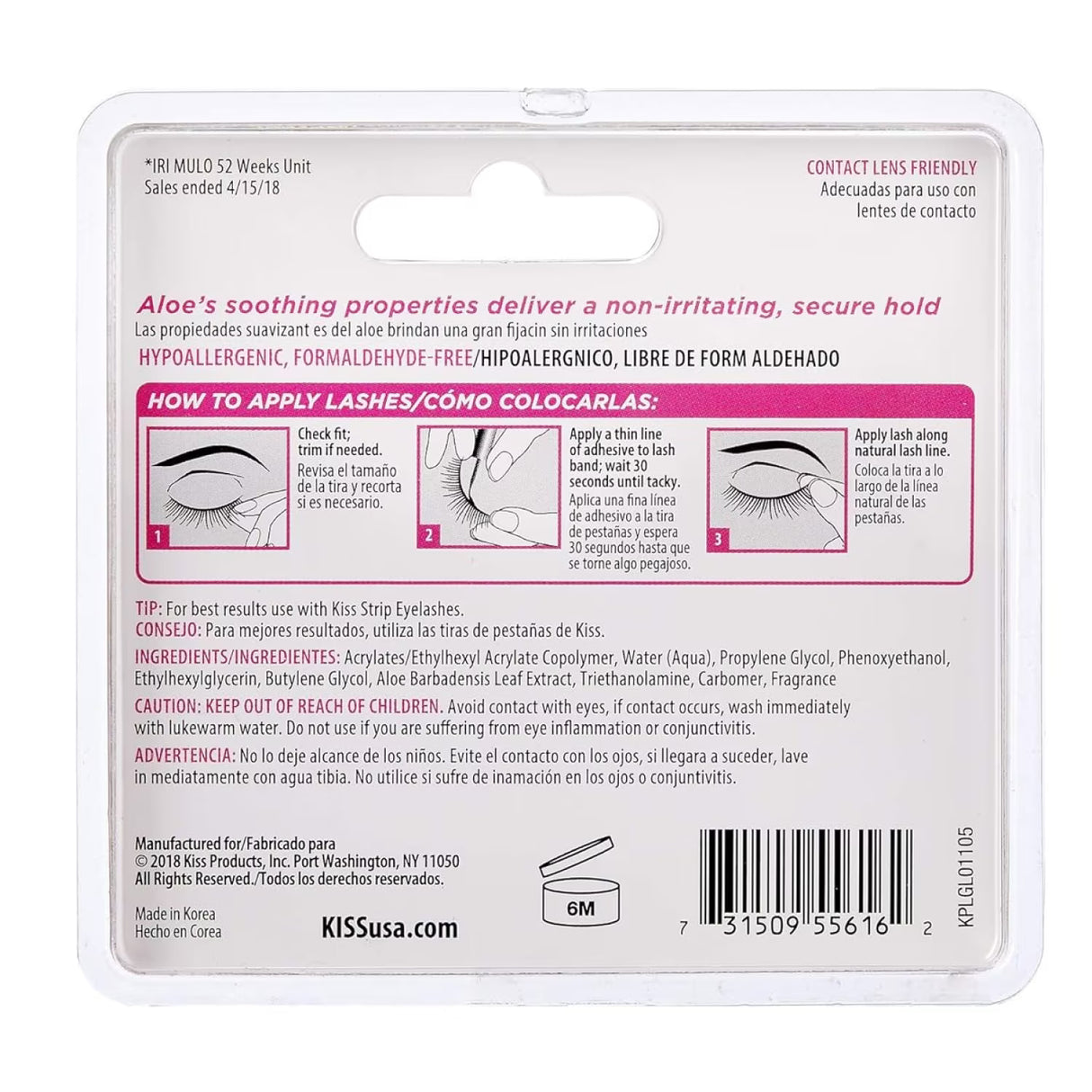 Kiss Everlasting EyeLash Adhesive – Clear - 36 Pack