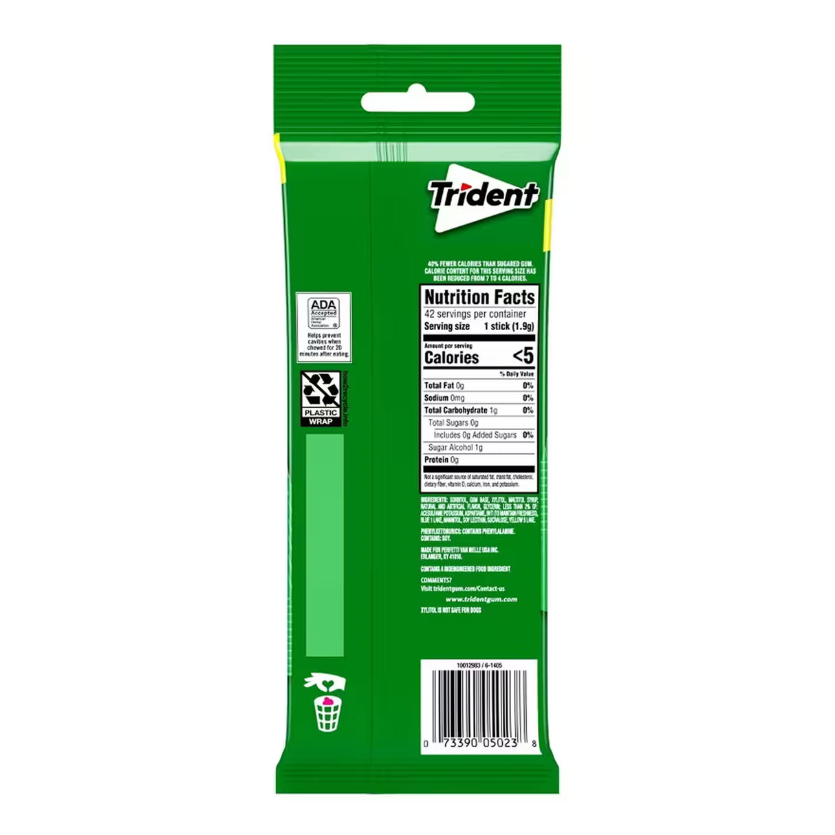 Trident Sugar Free Gum Spearmint Flavor – 42 Pieces  – 20 Pack