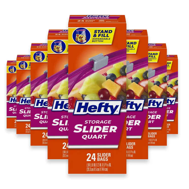 Hefty Slider Storage Bags Quart Size – 24 Count – 8 Pack | Hefty - Pre Order