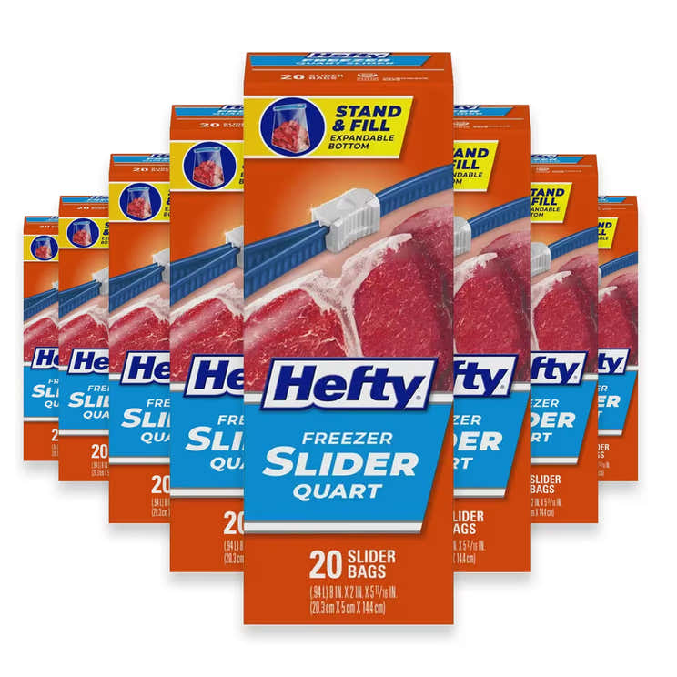 Hefty Slider Freezer Bags Quart Size – 20 Count – 8 Pack | Hefty - Pre Order