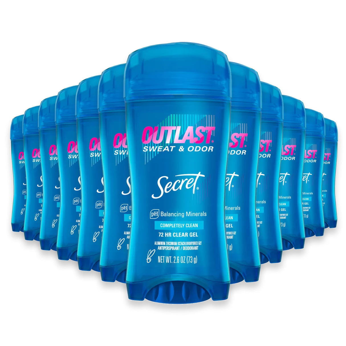 Secret Outlast Clear Gel, Completely Clean - 2.6oz - 12 Pack
