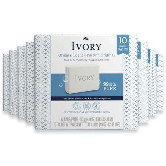Ivory Gentle Bar Soap, Original Scent- 4 oz - 10 Ct - 8 Pack | Ivory - Personal Care