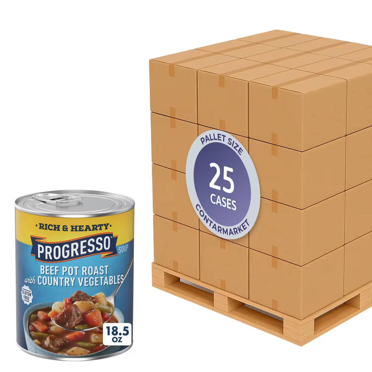 Progresso Soup Gluten Free Rich & Hearty Beef Pot Roast – 18.5 fl oz – 12 Pack - 25 cases pallet