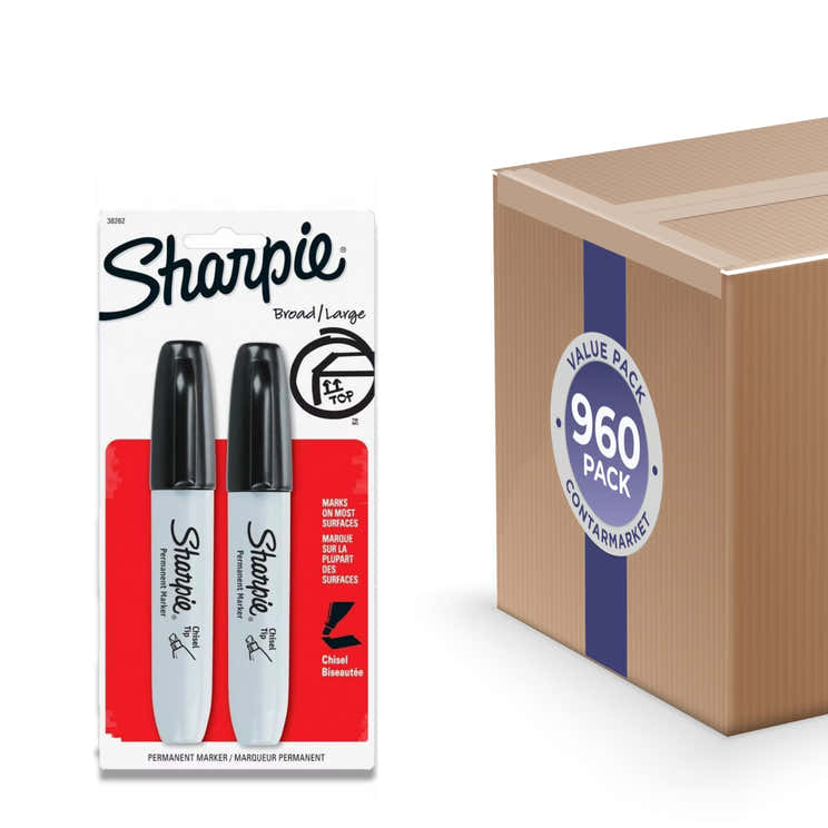 Sharpie - Permanent Marker Chisel Tip Broad Black - Pack of Two - 960 Pack | Sharpie - Volume Discount
