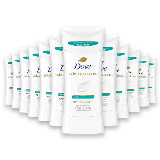 Dove Deodorant Stick, Advanced Care, Sensitive Bulk - 2.6 Oz - 12 Pack | Dove - Deodorant Wholesale