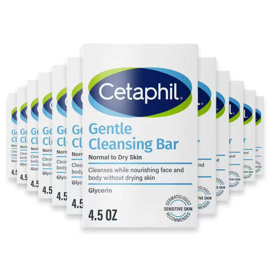 Cetaphil -  Gentle Cleansing Bar for Dry/Sensitive Skin 4.5 Oz - 12 Pack | Cetaphil - Skincare