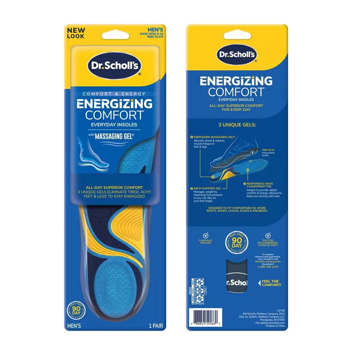 Dr. Scholl’s Energizing Comfort with Massaging Gel Insoles for Men Size 8 to 14 1 Pair - 12 Pack