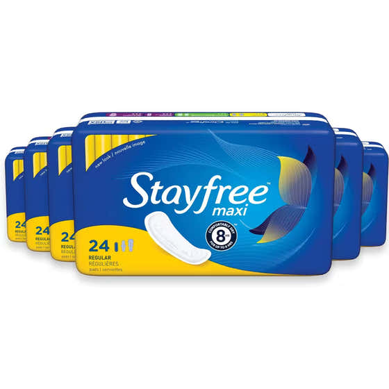 Stayfree Maxi Pads Regular Absorbency – 24 Count – 6 Pack | Stayfree - Feminine Care