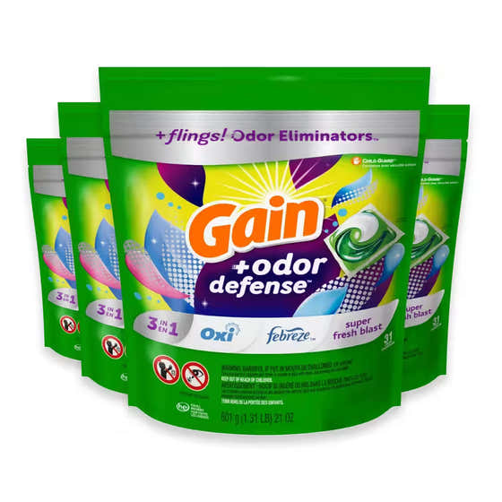 Gain Flings! Laundry Detergent Pods – 31 Count – 4 Pack | Glad - Household - Wholesale
