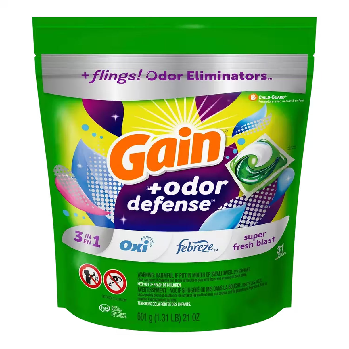 Gain Flings! Laundry Detergent Pods – 31 Count – 4 Pack
