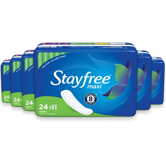 Stayfree Maxi Pads Super Absorbency – 24 Count – 6 Pack | Stayfree - Feminine Care
