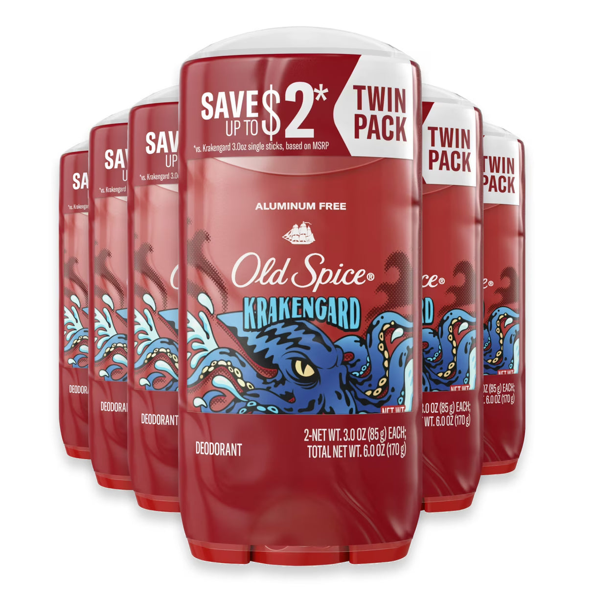 Old Spice Wild Collection Krakengard Deodorant, 3 oz - Twin Pack - 6 Pack