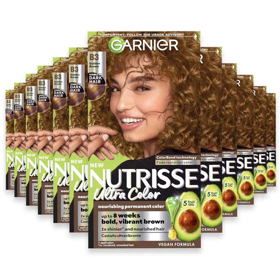 Garnier Nutrisse Ultra Color Permanent Hair Color Kit, B3 Golden Brown - 12 Pack | Garnier - Nutrisse