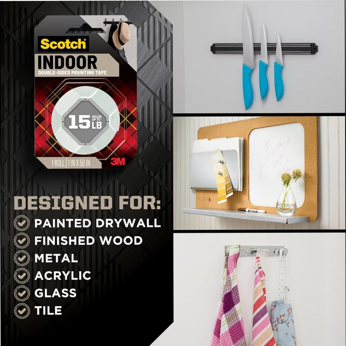 Scotch-Mount Heavy Duty Mounting Tape Indoor Outdoor - 6 Pack