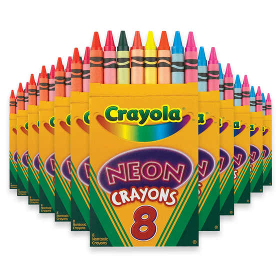 Crayola Neon Crayons for Light and Dark Paper - 8 Ct - 24 Pack | Crayola - School &amp; Office Supplies - Wholesale