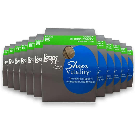 L&#39;eggs - Sheer Energy Medium Support Compression Tights, Nude, Size B - 60 Pack | L&#39;eggs - L&amp;#39;eggs