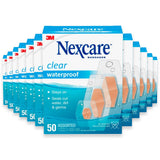 Nexcare Waterproof Clear Bandages, Assorted Sizes, 50 CT - 24 Pack