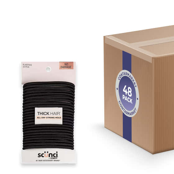 Scünci No Damage Heavy Duty Hair Ties Black 5mm - 24 Ct - 48 Pack | Scunci - New Arrivals