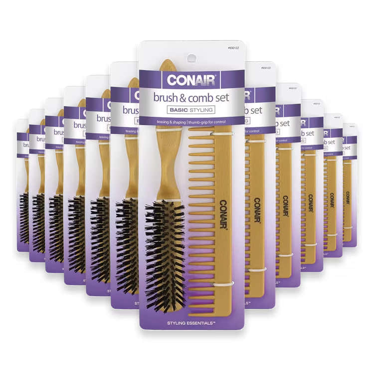 Conair Teasing &amp; Shaping Brush and Comb 2 Set, Nylon Bristles – 24 Pack | Conair - Pre Order