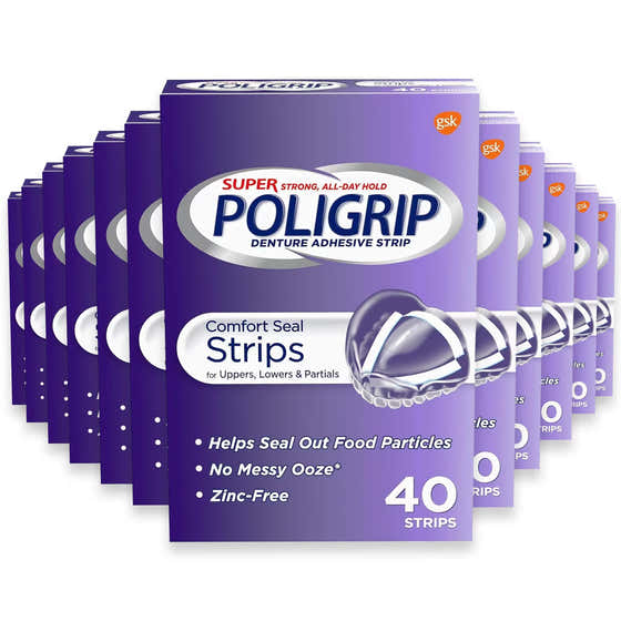 Super Poligrip Comfort Seal Denture Adhesive Strips - 40 Ct - 24 Pack | Poligrip - Health &amp; Beauty - Wholesale