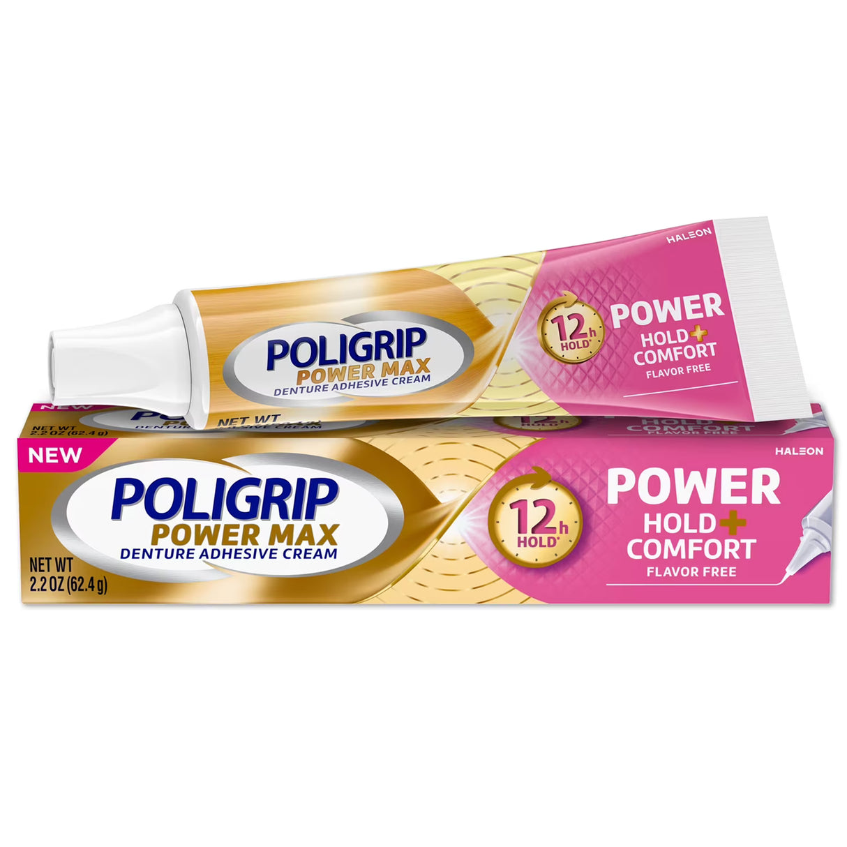 Poligrip Power Max Hold Plus Comfort Denture Adhesive Cream - 2.2 oz - 24 Pack