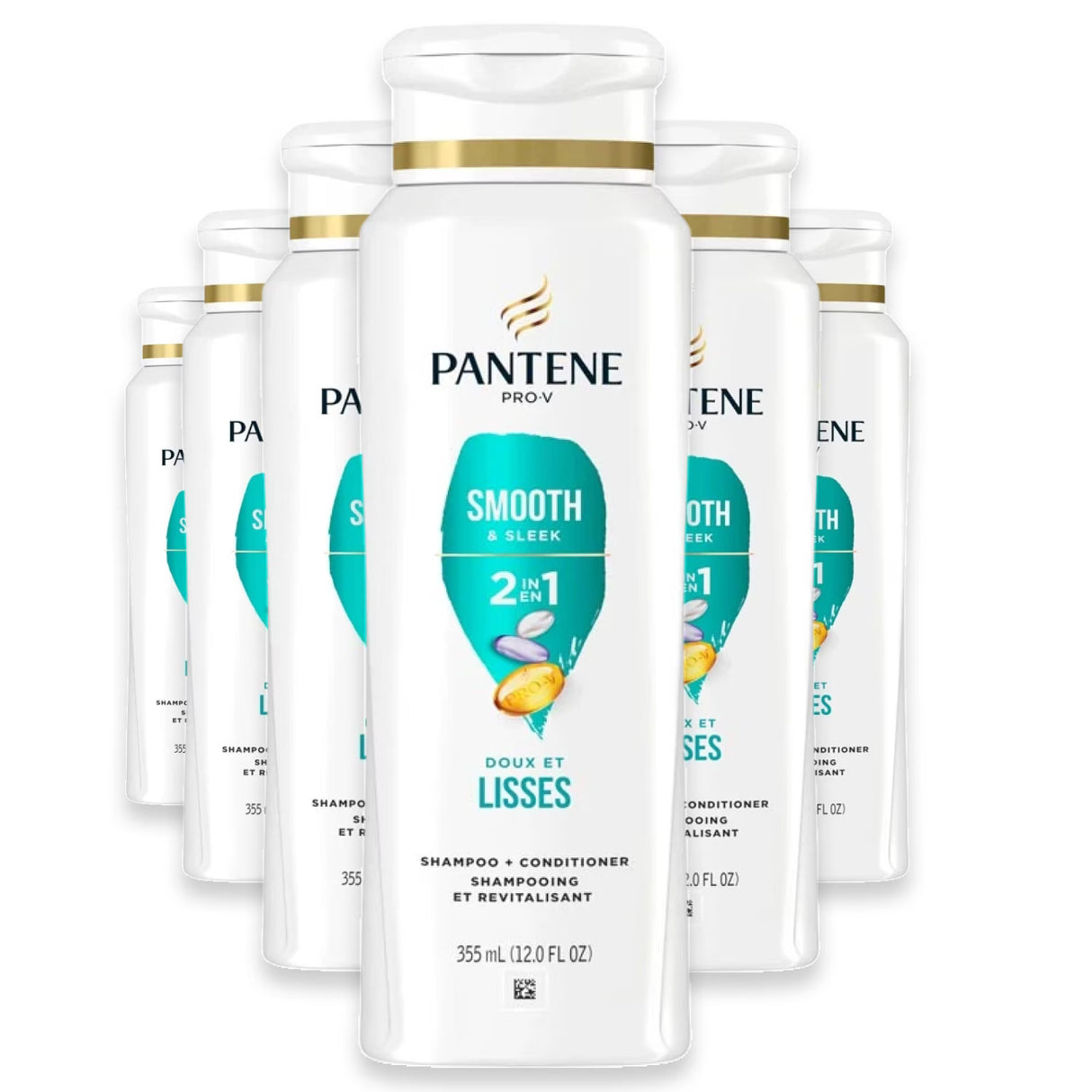 Pantene Pro-V Smooth and Sleek 2-in-1 Shampoo & Conditioner - 12 oz - 6 Pack