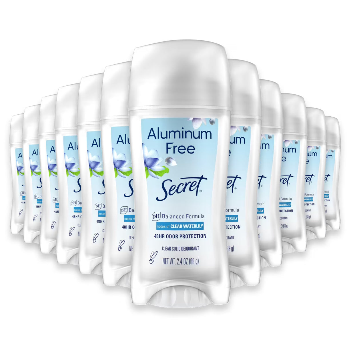 Secret Aluminum Free Waterlily Deodorant - 2.4 oz - 12 Pack