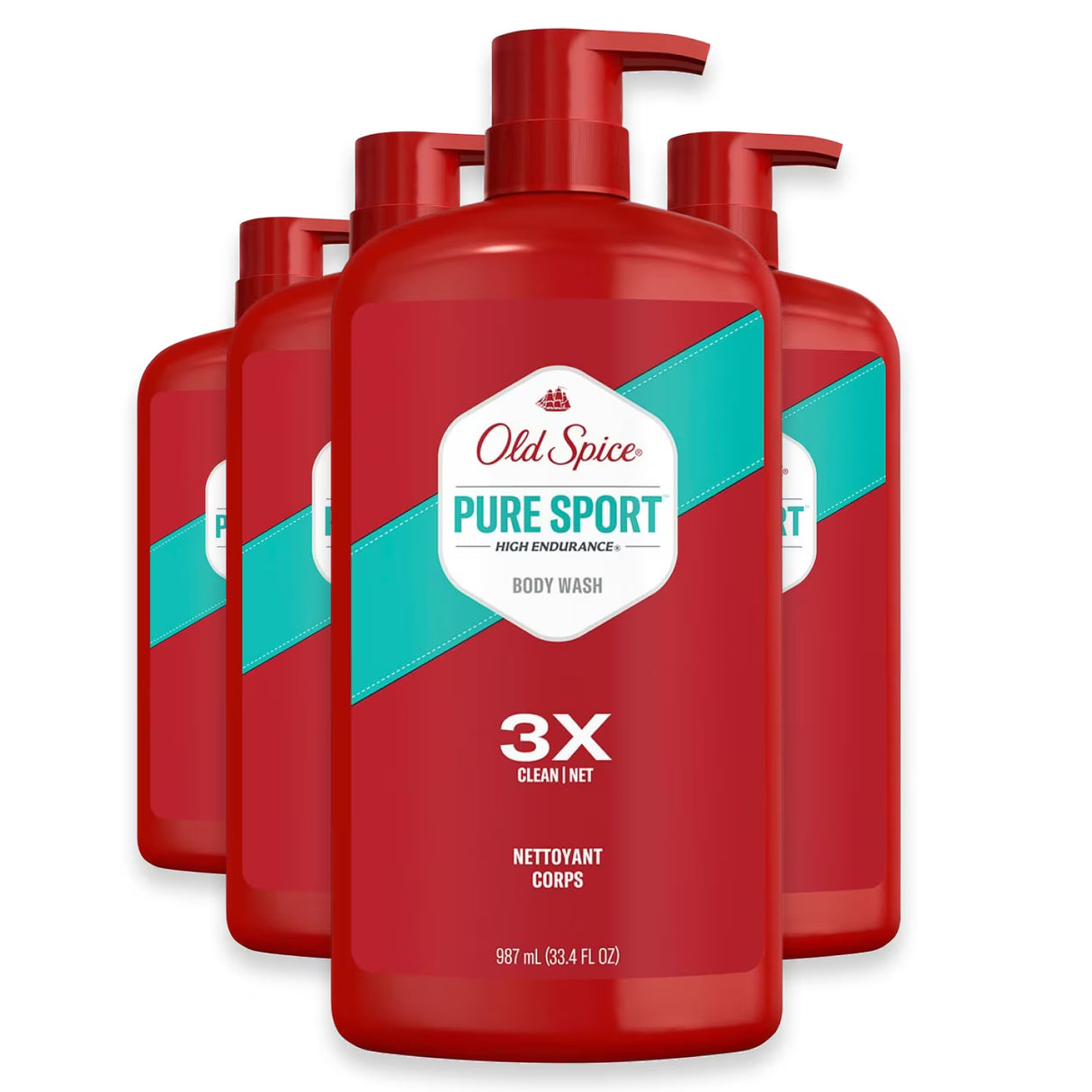 Old Spice High Endurance Pure Sport Body Wash Pump Bottle - 33.4 oz - 4 Pack