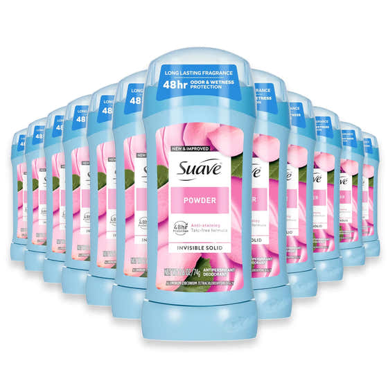 Suave Women’s Invisible Solid Antiperspirant Deodorant Stick, Powder Scent, 2.6 oz - 12 Pack | Suave - Suave