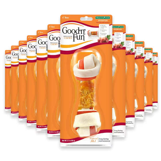 Good 'n' Fun Triple Flavor Medium Dog Bone – 2.1 oz – 32 Pack | Good 'n' Fun - Pet Supplies
