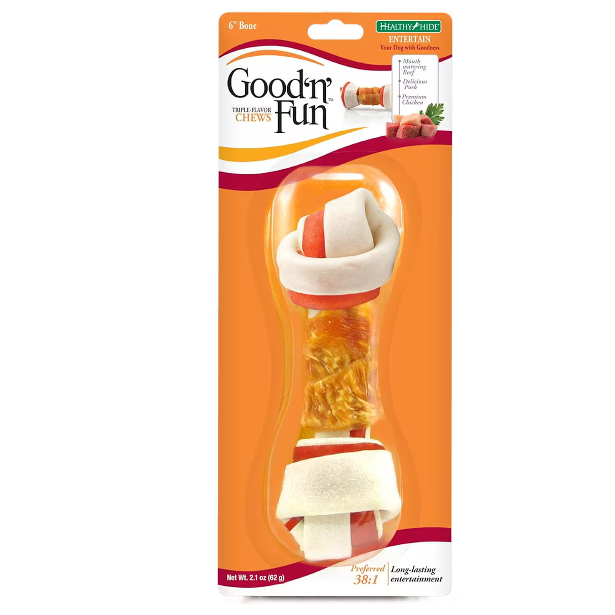 Good 'n' Fun Triple Flavor Medium Dog Bone – 2.1 oz – 32 Pack