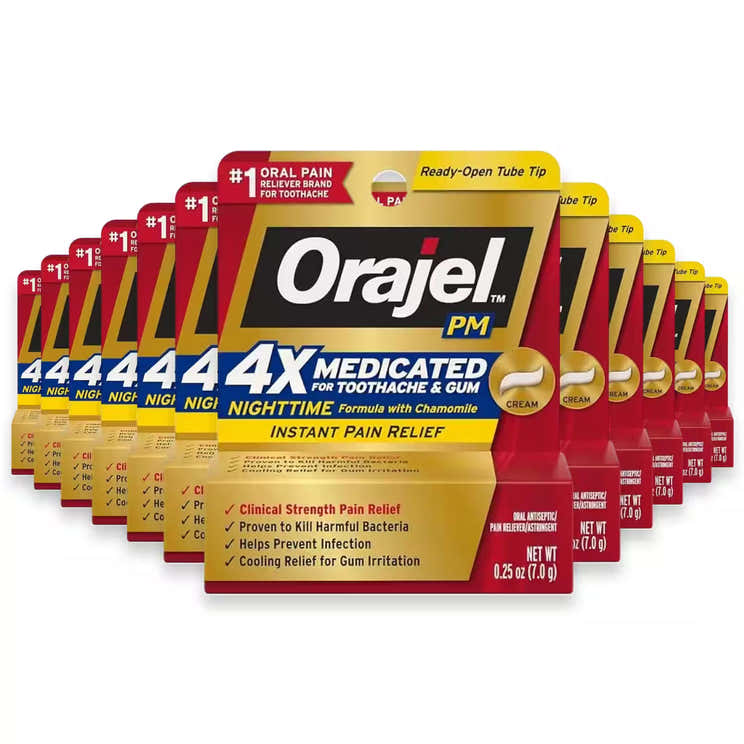 Orajel Severe Toothache &amp; Gum Pain Relief Cream – 0.25 oz – 24 Pack | Orajel - Pre Order
