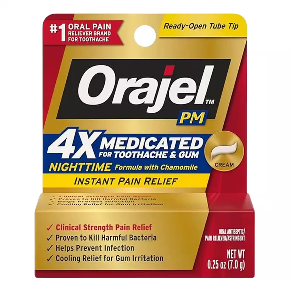 Orajel Severe Toothache & Gum Pain Relief Cream – 0.25 oz – 24 Pack